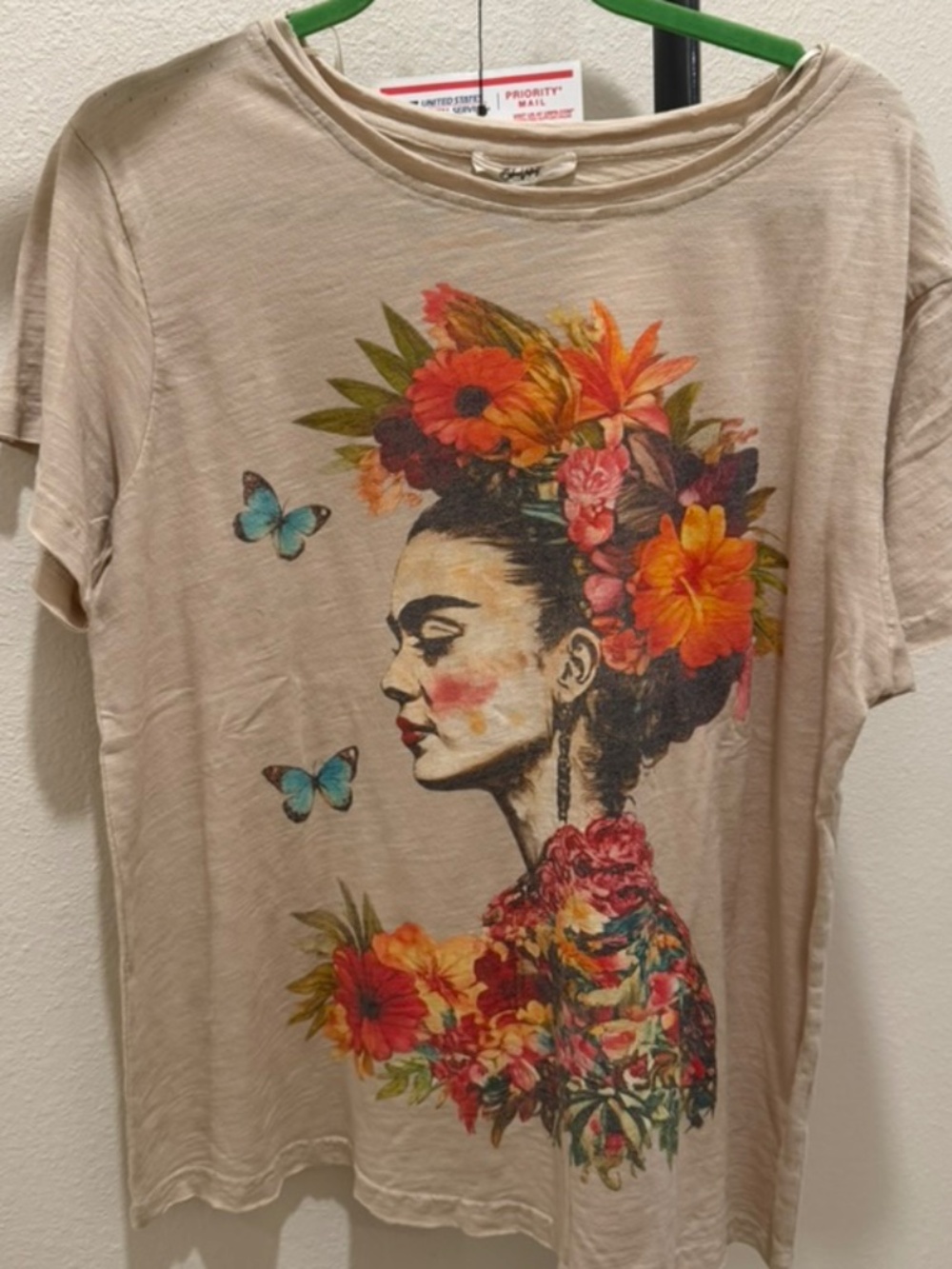 XTRA LARGE - BLUE VELVET FRIDA KAHLO PRINT SHORT SLEEVE T-SHIRT